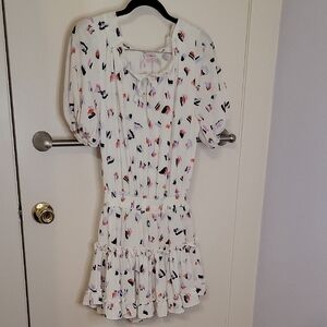 Buddy Love White Dress with Multicolor Print Size Medium Junior